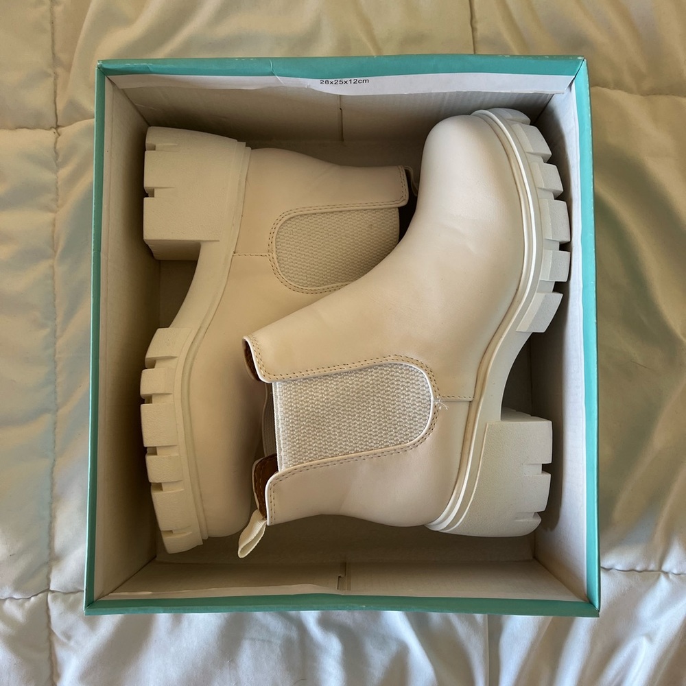 all white combat ankle boots